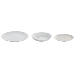 DKD Home Decor Vajilla Shabby de Porcelana, Set de 18 Piezas en Rosa, Azul y Blanco. Apta para Microondas y Lavavajillas.