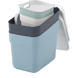 Juego de 4 cubos de basura - LISTO PARA RECOGER - CURVER - 5 L + 10 L + 2 x 20 L - Blanco/Verde/Azul/Gris Precio: 62.89000047. SKU: B1GFK98ME2