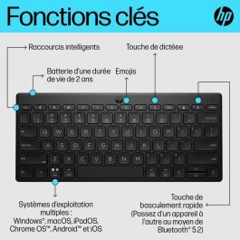 HP 350 Teclado Inalámbrico Bluetooth Compacto Multi-Dispositivo, Cómodo y Portátil para Productividad en PC, Portátil, Tablet y Móvil