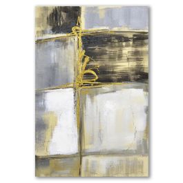 DKD Home Decor Set de 2 Cuadros de Decoración Mural Abstractos Estilo Loft Lienzo sobre MDF Gris Negro 90x60x3 cm