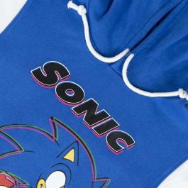 Cerdá Sudadera con Capucha de Algodón Cepillado con Diseño de Sonic para Niño, Talla 8 Años, Azul