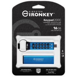 Kingston IronKey Keypad 200C USB-C Stick de Memoria USB 16GB con Cifrado AES-256 (Retail)