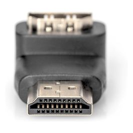 Digitus Adaptador HDMI Angulado 90° Negro-Oro Macho-Hembra para HDMI Type A Estándar Máxima Resolución 4K