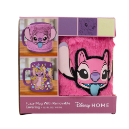 PYRAMID Taza Angel Disney 440ml con Funda de Peluche de Nylon - Cerámica Apta para Microondas y Lavavajillas