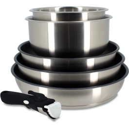Menastyl 7930018 Batería de Cocina para Inducción, Acero Inoxidable, 6 Piezas, Mango Extraíble, Gris Precio: 92.88999995. SKU: B194MYRHYE