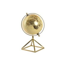 DKD Home Decor Globo Terráqueo Urban Dorado 12x22x12 cm con Base Pirámide de PVC y Hierro