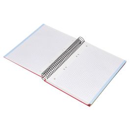 Cuaderno Espiral Liderpapel A5 Micro Papercoat Tapa Forrada 140H 75 gr Cuadro5 mm 5 Bandas 6 Taladros Rojo