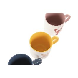 DKD Home Decor Mug Mediterraneo Blanco Multicolor Porcelana New Bone Apto Microondas Lavavajillas Capacidad 340ml 12 Unidades 8 x 9.6 x 12 cm