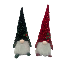 DKD Home Decor Set de 4 Figuras de Navidad Gnomo Tradicional Surtidas Poliester PE Verde Rojo 13x47x17 cm