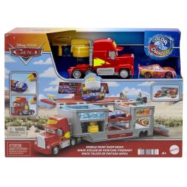Mattel Camión Cars Taller de Pintura Móvil con Coche Rayo McQueen - Set de Juego Portátil Disney Pixar Cars para Niños y Niñas +3 años