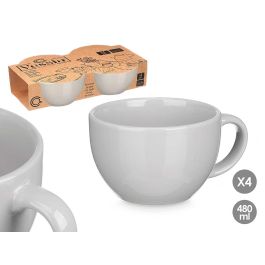 Vessia Set de 4 Tazones de Porcelana, Color Gris, 480 ml de Capacidad, 15.5x11.5x7.8 cm c/u (8 Unidades) Precio: 53.78999945. SKU: B137RLL393