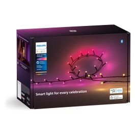 Philips Hue White and Color Ambiance Festavia, Guirnalda de Luces Inteligente para Exterior, 250 LED, Bluetooth/Zigbee, Cambia de Color, Resistente a la Intemperie, Negro