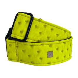 GETM Correa para Guitarra y Bajo Ostrich Yellow, Ajustable hasta 165 cm, Polipiel, Nylon y Piel, Color Amarillo