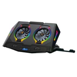 Conceptronic THYIA02B Soporte Base Refrigeración Portátiles Gaming 17" RGB 2 Ventiladores Silenciosos Pantalla LCD 4 Niveles USB Negro