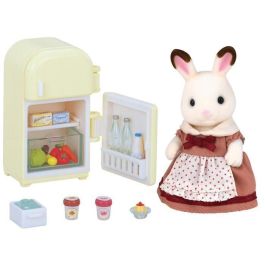 Sylvanian Families 5014 Madre Conejo Chocolate y Refrigerador, Set de Figura con Accesorios de Comida: Vegetales, Leche, Helado para Niños 3+ años