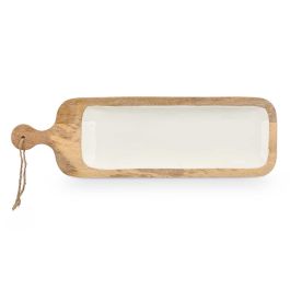Bandeja Rectangular con Asa de Madera Mango Blanco Giftdecor 50x14x3 cm (6 Unidades) Bandeja Rectangular con Asa de Madera Mango Blanco Giftdecor 50x14x3 cm (6 Unidades)