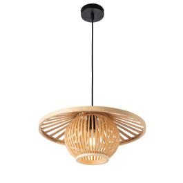 Lámpara Colgante Pembroke Pines de Ratán Natural Estilo Boho-Chic, Compatible Bombillas E27, Iluminación Interior SKD-P80114