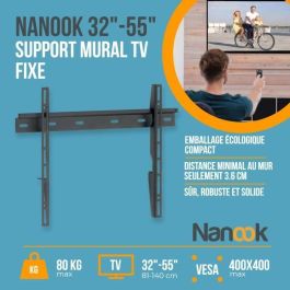NANOOK Soporte de pared para TV - Ultraplano - 32-55 pulgadas - para televisores LCD y (O)LED - Negro NANOOK Soporte de pared para TV - Ultraplano - 32-55 pulgadas - para televisores LCD y (O)LED - Negro