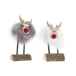 Figura Navidad Alpina DKD Home Decor Gris Blanco 5 x 16 x 7 cm (2 Unidades)