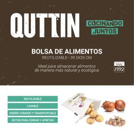 Quttin Bolsa de Almacenamiento Reutilizable para Alimentos, 39.5 x 35 cm, 89 Gramos, Ligeras y Plegables para Congelador, Despensa o Viajes (18 Unidades)