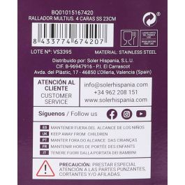 Rallador Multiusos 4 Caras Acero Inoxidable Quttin 23 cm (12 Unidades) Rallador Multiusos 4 Caras Acero Inoxidable Quttin 23 cm (12 Unidades)