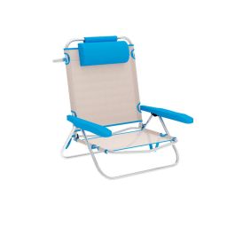 Marbueno Silla Plegable 5 Posiciones Aluminio con Cojin Beige/Azul Playa y Piscina 61X68X82 cm 10172 Precio: 41.7899999. SKU: B1576WY4D2