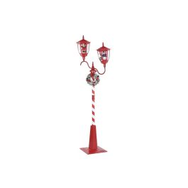 DKD Home Decor Farola de Navidad Tradicional Roja con Movimiento Musical, 225 cm Alto x 60 cm Largo x 70 cm Ancho, Iluminación LED