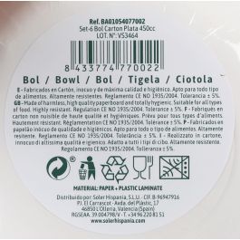 Set de 6 bols de cartón plata 450cc Algon (18 Unidades)