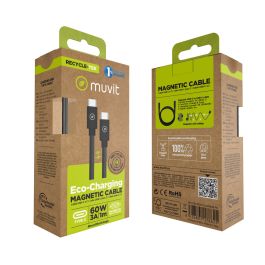 muvit for change cable magnético Tipo C a Tipo C 3A 60W 1m negro