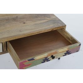 DKD Home Decor Mesa Centro Colonial con 2 Cajones de Madera de Mango y Metal Marrón y Negro 110x70x46 cm