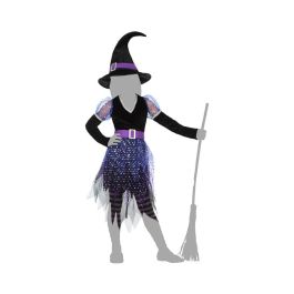 Disfraz de Bruja Niña Infantil Halloween Violeta 3-4 Años - Incluye Vestido, Sombrero y Cinturón