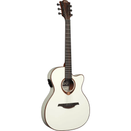 LAG Guitarra Acústica Auditorium Slim Cutaway Tramontane 118 A/E - Ivory White