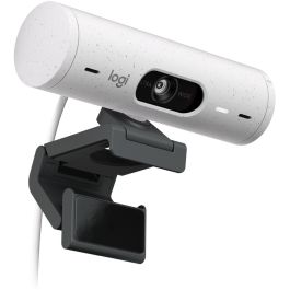Logitech Webcam Brio 500 1080p 4MP, Autofocus, Rightlight 4 HDR, dFoV 90°, Micrófono Estéreo, Tapa Privacidad, USB-C, Blanco Crudo
