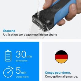 Braun Afeitadora Eléctrica Serie 3 BRA8700216735667 Azul/Negra - 30 min Batería, Carga Rápida 5 min