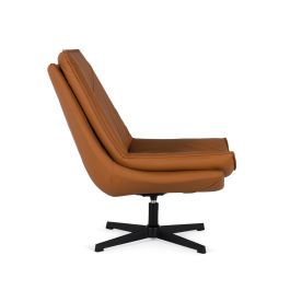 Giner y Colomer Sillón Giratorio Tapizado en PU Color Camel con Acolchado y Base 360°