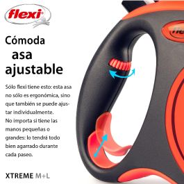 Correa Flexi Xtreme L Cinta 5M Negro-Naranja