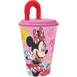 Disney CZ11365 Vaso Easy Sport Minnie 430ml con Tapa y Pajita Reutilizable Plástico Sin BPA para Niños +4 años
