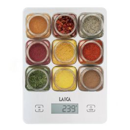 Laica Báscula de Cocina Digital Ks1040, 5 kg, Vidrio Templado, Blanco