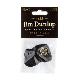 Dunlop Pack 72 Púas Guitarra Genuine Celluloid Classic Negra Heavy