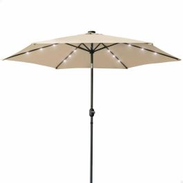 Parasol 300 cm con chimenea y luces led solares 140x15 cm