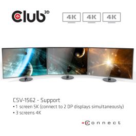Club3D CSV-1562 Docking Station USB-C 4K 6xUSB 3.0, 2xDisplayPort, HDMI, LAN, Audio. Compatible con Windows y Mac.