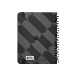 Antartik Agenda Espiral Colección Pattern A6+ 2025 Semana Vista Negro, Papel 80gr, Tapa Cartón Forrado Soft Touch, Pegatinas