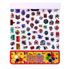 Cefa 21873 Giga Block Spiderman 4 en 1 Set de Arte con Acuarelas, Pincel, Ceras y Pegatinas para Colorear +3 años