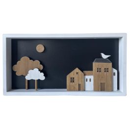 DKD Home Decor Decoracion Pared Casitas Urban Blanco Marron Madera 3.5 x 20 x 40 cm Precio: 9.16212. SKU: S3032101