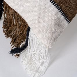 Cojín Blanco-Marrón Algodón/Terciopelo 30 X 50 cm