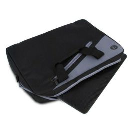 Monray GINGERBLACK14 Maletín Elegante y Funcional Ginger para Portátiles hasta 14" Negro, Nylon Resistente, con Cinta para Trolley y 2 Compartimentos