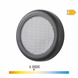 Edm Aplique LED Redondo 6W 450LM 4000K Luz Día IP65 Ø14x2,8cm Plástico Negro