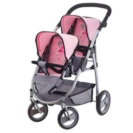 Coche de muñeca gemelar gris/rosa 76x63x4 6cm Precio: 100.6236. SKU: S2424986