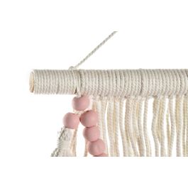 DKD Home Decor Decoración Colgante Boho Rosa Azul Crema Ratan Algodón Macramé 3 x 85 x 70 cm (2 Unidades)