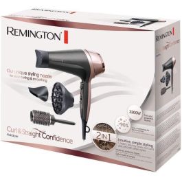 Remington D5706 Secador de Pelo Iónico 2200W Curl Confidence - Set de Peluquería con Cepillo y Accesorios, para Cabello Brillante sin Encrespamiento